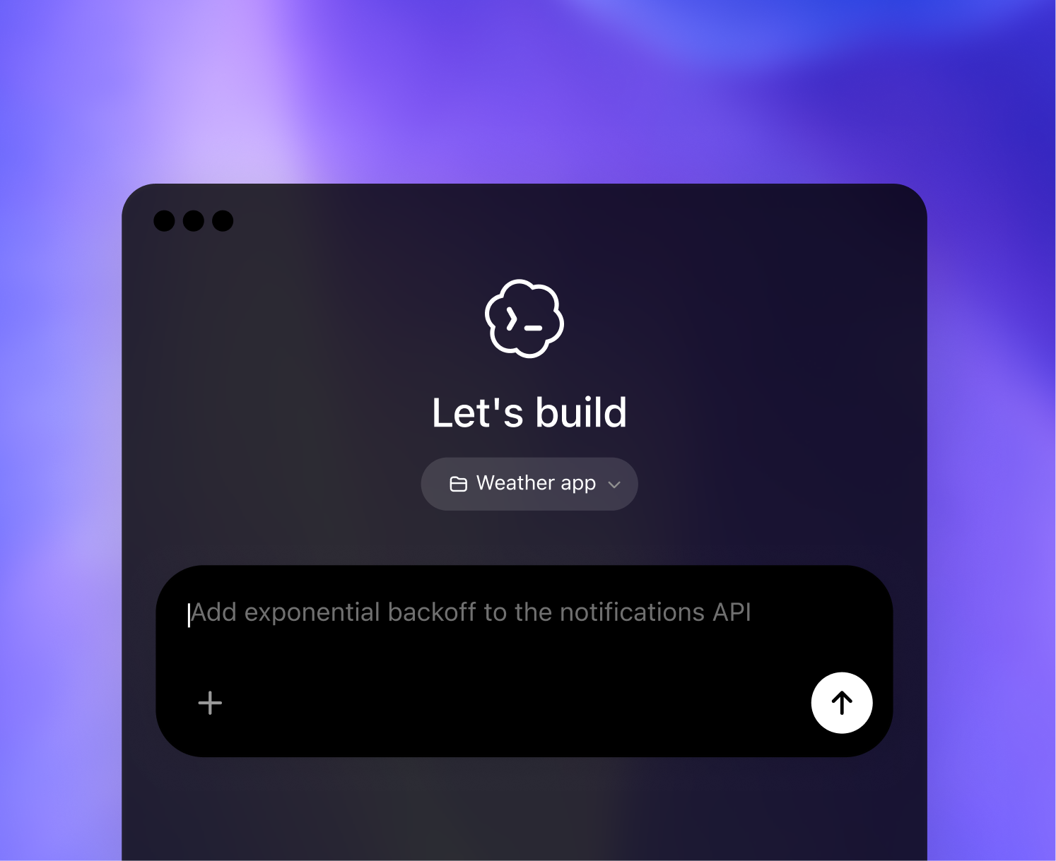 Codex app interface showing a weather app being built with a prompt input
